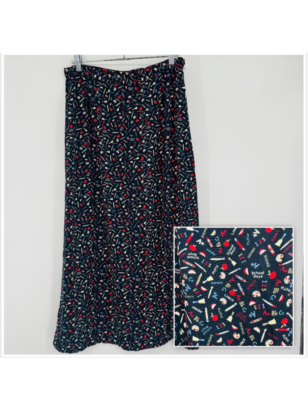 Vintage Christopher & Banks School Print Midi Skirt, Size 8, Teacher